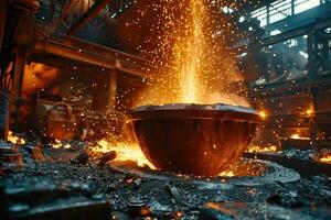 AI generated stock photo inside a steel smelting factory professional photography