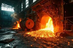 AI generated stock photo inside a steel smelting factory professional photography