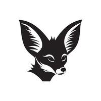 Fox black and white vector illustration isolated on background.