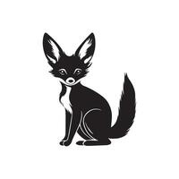 Fox black and white vector illustration isolated on background.