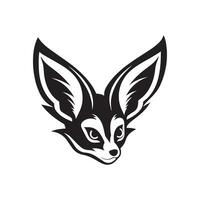 Fox black and white vector illustration isolated on background.