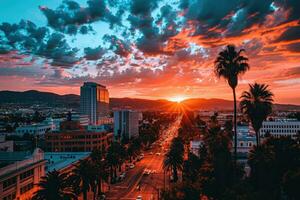 ai generado el atmósfera cuando el Dom conjuntos en el horizonte profesional fotografía foto