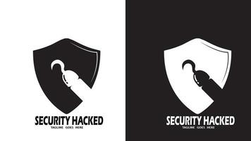 Security hacked logo design, cyber security logo design vector