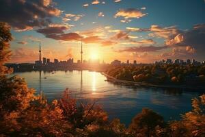 AI generated the atmosphere when the sun sets on the horizon professional photography photo