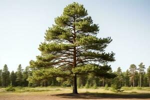 AI generated Pine trees grow big and lush professional photography photo