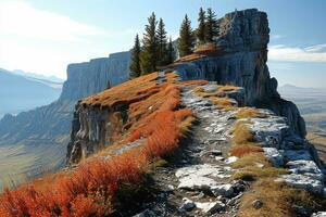 AI generated Top of the mountain hiking professional photography photo