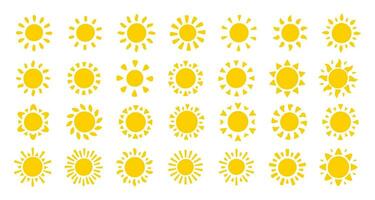 Sun icon. The silhouette of the sun shining brightly on a spring morning vector