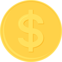 Flat design illustration of gold dollar coin. Business and finance concept. png