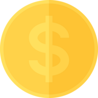 Flat design illustration of gold dollar coin. Business and finance concept. png