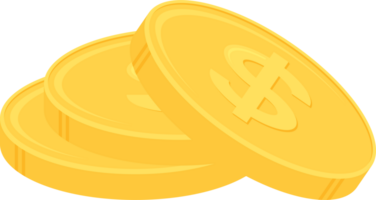 Stapel von Gold Dollar Münzen. Geschäft und Finanzen Konzept. eben Design Illustration. png