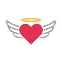 Heart shape with wings and a halo ring vector