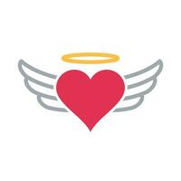 Heart shape with wings and a halo ring vector