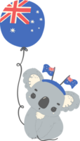 Cute Australia Day Koala with balloon png