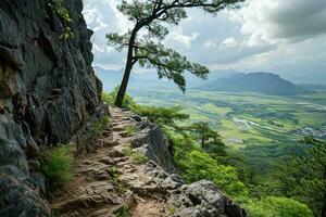 AI generated Top of the mountain hiking professional photography photo