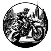 Motocross Supermoto Sport Racing vintage Illustration Art. Logo Motocross vector