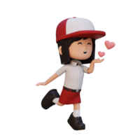 3D cute girl character in love png