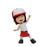 3D cute girl in happy pose png