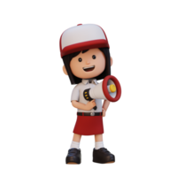 3D cute girl Character Holding a Megaphone png