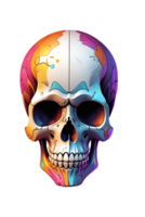 AI generated Skull with colorful paint on a transparent background png