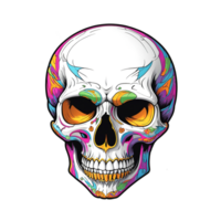 AI generated Skull with colorful paint on a transparent background png