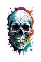 AI generated Skull with colorful paint on a transparent background png