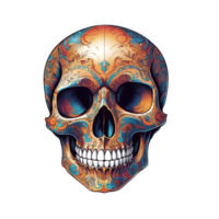 AI generated Skull with colorful paint on a transparent background png