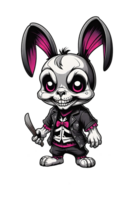 AI generated Cute cartoon bunny with a knife in his hand png