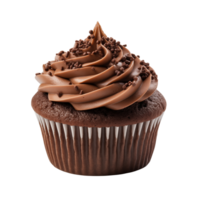 AI generated Chocolate cupcake on isolated background, Tempting Bakery Treat png