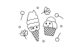 Kawaii coloring book with ice cream vector