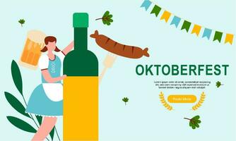Oktoberfest horizontal banner vector design