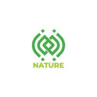 linked leaf nature elegant simple logo vector