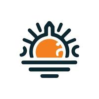 minimalist sun logo on a white background vector