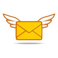 mail message symbol with wings illlustration vector