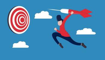 man target achievement or success and reaching for target and goal concept vector