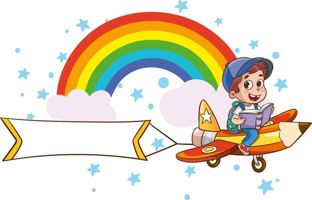 vector illustration of Education Concept With Funny School Child