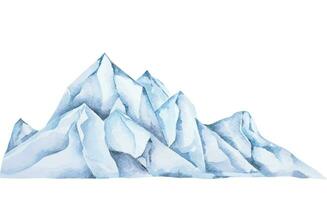 Mountain landscape watercolor.Snowy hill element.Ice Mountain range. vector