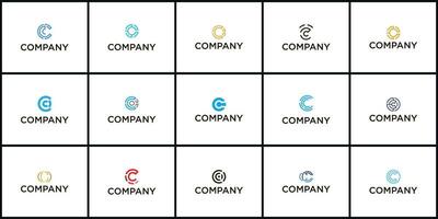 set of monogram logo design letter C with the concept of modernization vector