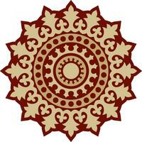Vector gold and red round ancient Byzantine ornament. Classical circle of the Eastern Roman Empire, Greece. Pattern motifs of Constantinople