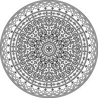 Vector monochrome black round Yakut ornament. Endless circle, border, frame of the northern peoples of the Far East