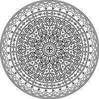 Vector monochrome black round Yakut ornament. Endless circle, border, frame of the northern peoples of the Far East