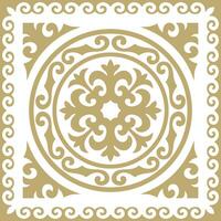 Vector golden square Kazakh national ornament. Ethnic pattern of the peoples of the Great Steppe, Mongols, Kyrgyz, Kalmyks, Buryats