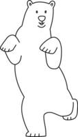 polar bear stand with poses. The polar bear is white standing on two and four legs, drawn by hand with simple and straightforward lines. cute doodle cartoon of a polar bear standing vector