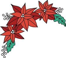 Christmas star red color with simple lines is used to complement Christmas artworks. Poinsettia, with both flowers and leaves drawn as a floral arrangement, is placed in a pot for Christmas vector