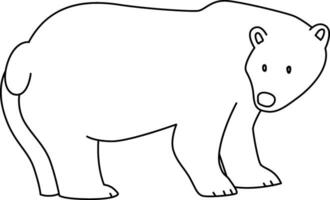 polar oso estar con posa el polar oso es blanco en pie en dos y cuatro piernas, dibujado por mano con sencillo y sencillo líneas. linda garabatear dibujos animados de un polar oso en pie vector