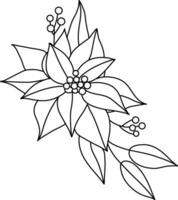 Christmas star with simple doodle lines is used to complement Christmas and New Year artworks. Poinsettia, with both flowers and leaves drawn as a floral arrangement, is placed in a pot for Christmas. vector