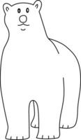 polar bear stand with poses. The polar bear is white standing on two and four legs, drawn by hand with simple and straightforward lines. cute doodle cartoon of a polar bear standing vector