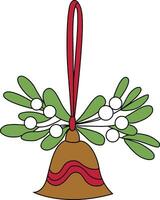 Mistletoe is drawn with simple lines, Beautiful mistletoe green leaves. decorate cards for Christmas New Year.consisting of mistletoe leaves and white berries. vector