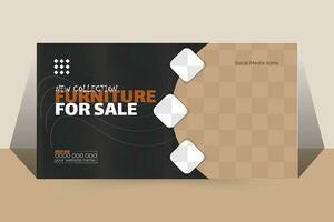 Furniture sale social media cover page design template vector