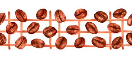 sömlös gräns av kaffe beans.aroma av robusta och arabica sorter.internationella kaffe dag.naturligt aromatisk dryck. sömlös rand för café.hand dragen isolerat konst. png