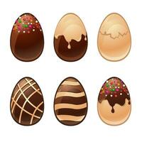 Happy Easter, Set of Ferrous-White Chocolate Eggs. Chocolate eggs, surprise for Easter and holidays. vector